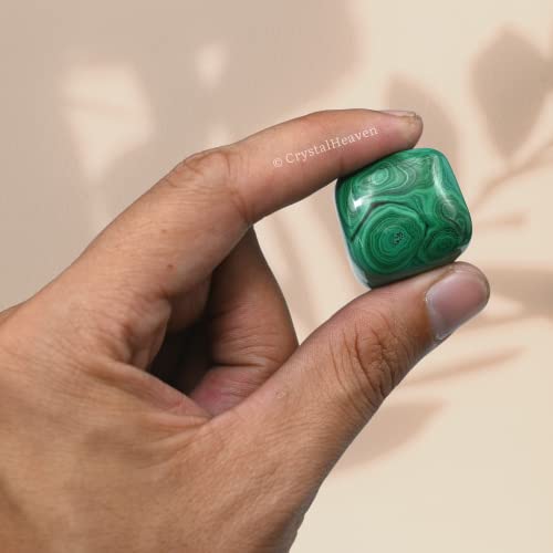 Image of Crystal Heaven Certified Malachite Healing Tumbled Stone,Natural Polished Crystals For Diy Crafts,Manifestation,Meditation,Pooja Feng Shui And Reiki Healing(30 Grams)