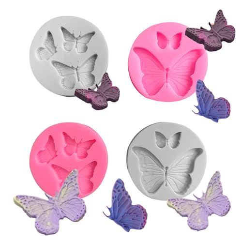 Set de 4 moldes de silicona mariposa para repostería miniatura 4