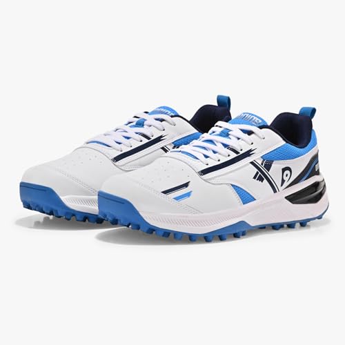 DNINE Blaster 2 | Premium Cricket Shoes by Deepak Chahar | Rubber Studs | Superior Grip and Performance | White and Navy Blue | US Sizes3