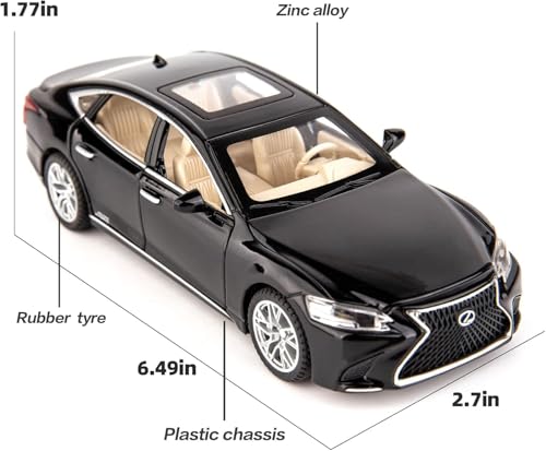 Image of FEXXA ๐๏ธ Exclusive Alloy Metal Pull Back Die-cast Car Model with Sound Light Mini Auto Toy for Kids Metal Model Toy Car with Sound and Light (1.32 Scale Lexus LS500H-BLACK)