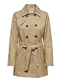 only steppmantel tahoe Klassisch eleganter Damen Trenchcoat der Marke ONLY für jeden Anlass, leicht tailliert und in idealer Passform geschnitten. Die Seitentaschen können bei Bedarf geschlossen werden, der beigelegte Gürtel lockert den Look modisch gekonnt auf.