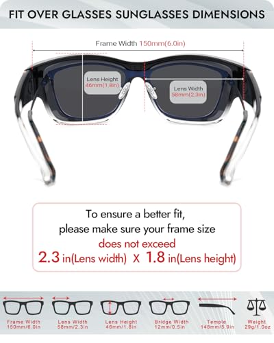 Meeloog Women Polarized Fit Over Glasses Sunglasses, Square Lightweight Wrap Around Shades For Driving Riding MST64704