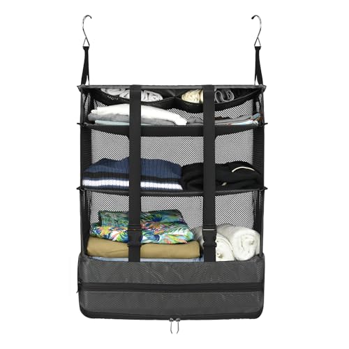Image of Traveler's Choice Expandable Suitcase Organizer with Compression, Space-Saving Design & Quick-Hang Hooks