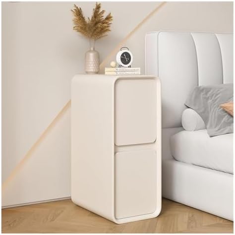 Modern Wood Nightstand with 2 Drawers - Space-Saving Bedside Table for Bedroom, Living Room, or Any Space - Stylish Narrow End Table for Small Rooms