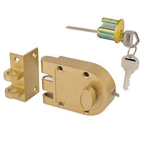 SUMBIN Jimmy Proof Deadbolt Lock with Key (Golden Color) with 2 Brass Keys โ image 1