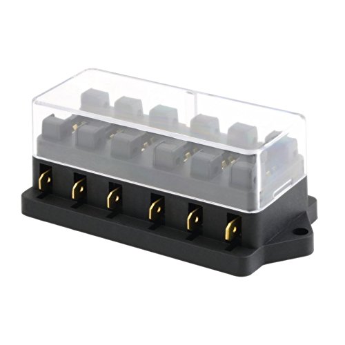 Emily Universal 12V 6 Way Fuse Box Block Fuse Holder Box Car Fuse Accessory Tool black