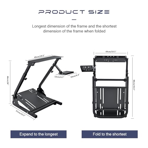 Anman Entry level Racing Wheel Stand Fit for Logitech/Thrustmaster/PXN/Fanatec G25 G27,G29 G923 T128x T248 T80 T300 T500RS,Fully Foldable Steering Wheel Cockpit,Not Included Wheel Shifter Pedals