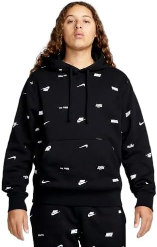 nike sportswear club pullover all over print hoodie erkek sweatshirt