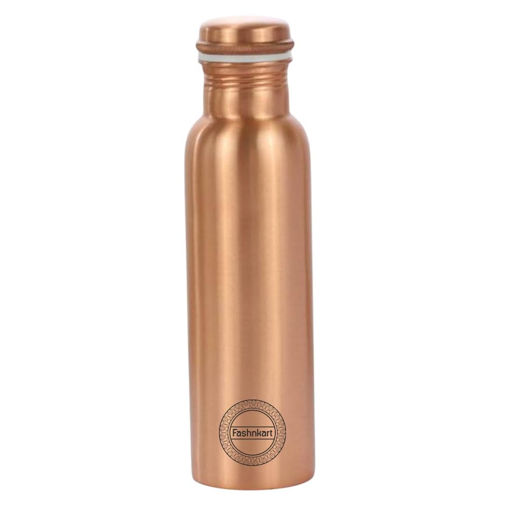 Fashnkart Plain Pure Copper Water Bottle 34 Oz Leak Proof Design Vessel Ayurveda Health Pitcher For Fitness Sport Yoga 1000 Ml