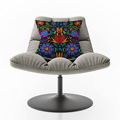 Farmnall Mexican Fiesta Throw Pillow Covers 18X18 Set Of 4 Dragonfly Flower Dahlia Pillow Case Day Of The Dead Dia De Los Muertos Cinco De Mayo Decorations #TOP3