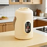 Multifunctional Cooker - Portable Mini Electric Cooker with Ceramic Glaze Inner & Steamer, Mini Slow Cooker with Reservation for Porridge Rice Soup (Beige, 7.8x4.2Inch)