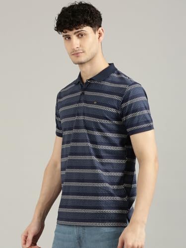 Image of JOVEN Mens Printed Polo Neck Half Sleeve Regular Fit Mercerised Cotton T-Shirt