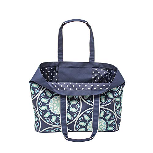 Geckobrands Oversized Beach Tote Bag, Blue Medallion - X-Large Pockets And Durable Arm Straps For Pool And Beach #TOP1