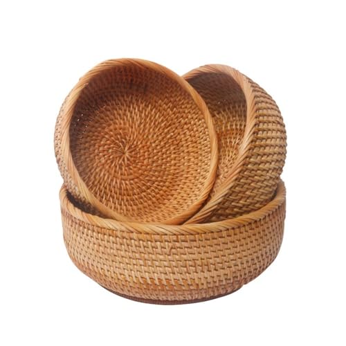 Plateau rond tissé anti-encombrement, panier à fruits pour table basse de salon