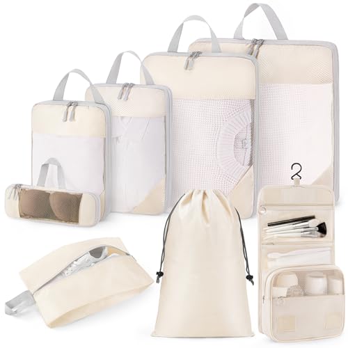 Compression Packing Cubes for Carry on Suitcases, 8 Set Comp