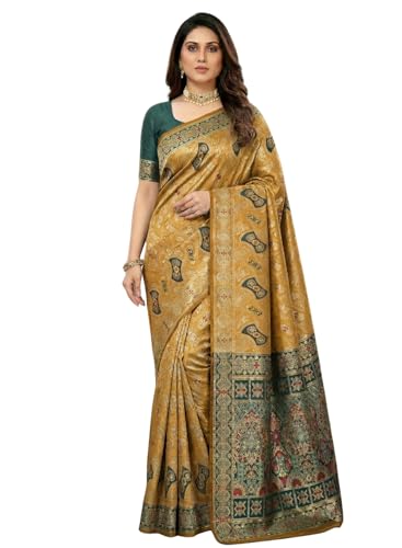 Image of C J Enterprise Women's Pure Soft Silk Saree With Blouse Piece For Wedding (Damru-Patola)