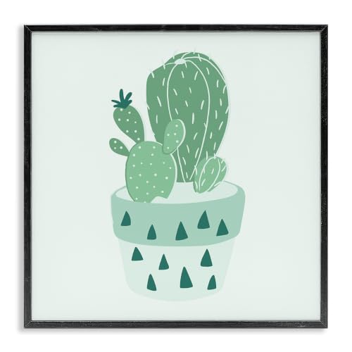Casual Green Potted Cactus, 24 x 24 Inch Framed Giclée Print