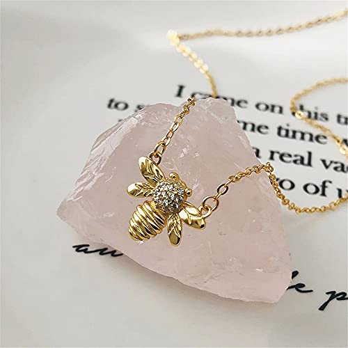 Bee Gold Coin Honeycomb Necklace For Women Girls 925 Sterling Silver Dainty Crystal Cz Diamond Queen Bee Bumble Bee Hive Pendant Choker Necklace Long Chain Cute Animal Charm Mothers Day Jewelry Gift (Bee) #TOP6