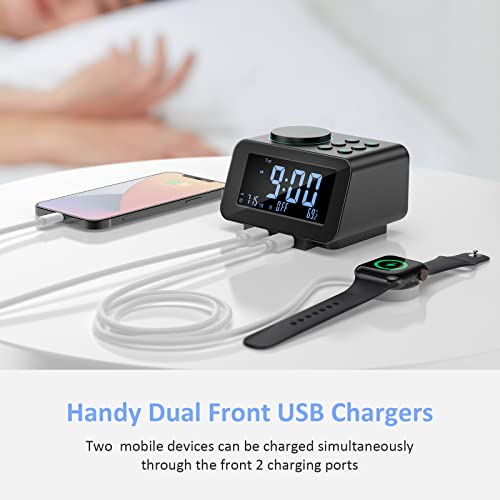 Uscce 12DSF Digital Dual Alarm Clock Radio - 0-100% Dimmer With Weekday/Weekend Mode, 6 Sounds Adjustable Volume, Fm Radio W/Sleep Timer, Snooze, 2 Usb Charging Ports, Thermometer, Battery Backup thumb #6