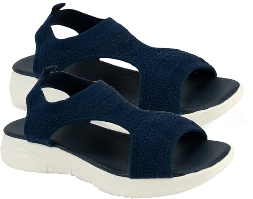 Slingback d'été pour la marche : sandales de sport lavables en tricot de poisson