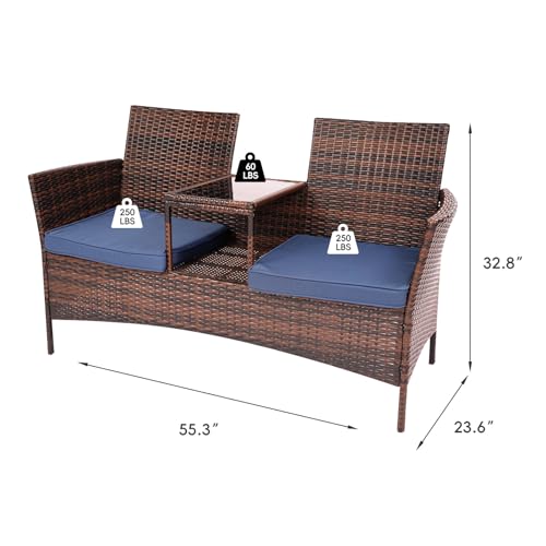 Furnillascape PATIO-LS-001 Wicker Patio Loveseat Balcony Furniture 2-Seat Chair thumb #2