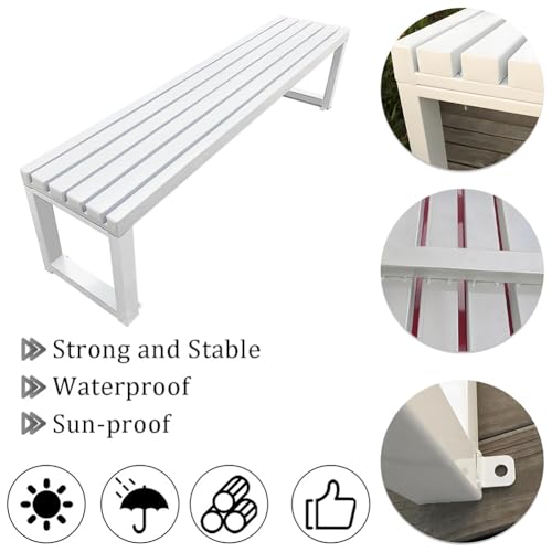 Banc de jardin résistant aux intempéries en métal 150cm - 5