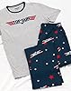 Top Gun Mens Pyjamas | Adults Fighter Action Movie Logo Grey T-Shirt With Navy Long Bottoms Pjs | Movie Merchandise #3