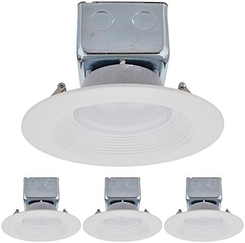 5-6" Dimmable Retrofit 15W LED Downlight White Trim 90-CRI with Junction Box, ETL & Energy Star (4-Pack), Warm White 3000K, 2224WWx4
