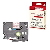  Cassette à Ruban étiqueteuse TZE-252 (Rouge - Blanc) 24 mm * 8 m Compatible pour Brother P-Touch D600, E550WVP, D800W, H500, P7