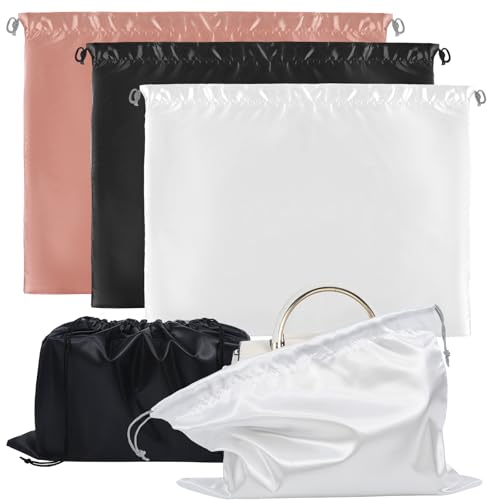 Classicseali 3 Pack Purse Storage Bag,3 Sizes Silk Purse Dust Bags for Storage with Drawstring, Purses Dusts Covers for Handbags, Shoes Bag for Travel Women, S & M & L
