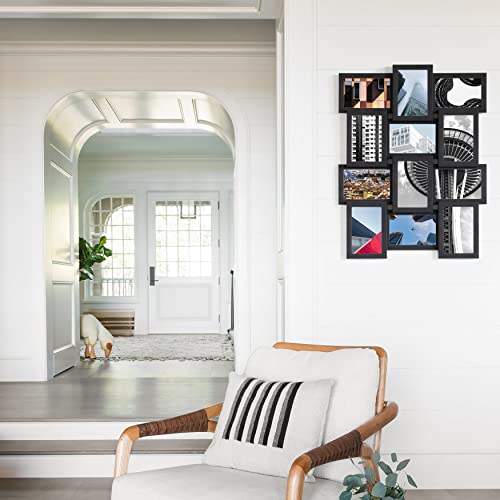 Decorative Modern Wall Mounted Multi Photo Frame Collage Picture Holder For 12 Pictures 4 X 6 Inch, Black #TOP5