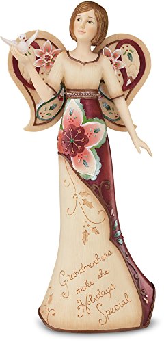 Pavilion - Perfect Paisley Holiday - Angel Figurine Holding Dove, Grandmother Sentiment, 9-Inch Tall