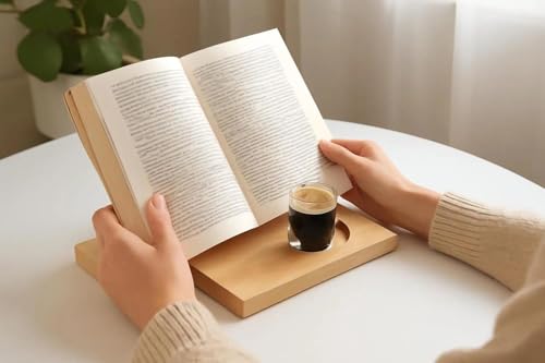 Buchständer Holz,Dreieckiges Lesepult,Geschenke für leseratten,für Bücher,Tablets und E-Reader,Lesen,Nachttisch und Bücherregal,Buchhalter für Schreibtisch