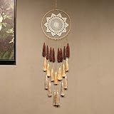 Artilady Macrame Dream Catchers for Bedroom - Tassel Wall Hanging Handmade Dreamcatchers Home Decor with Tassel Feather Ornament Craft Blessing Gift (Mix Brown)