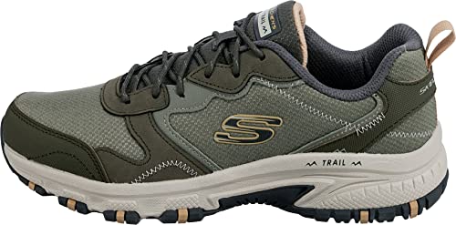 Skechers Skechers Men's Hillcrest Rocky DriftSneaker, Olive Leather Mesh Synthetic Taupe Trim, 12 US