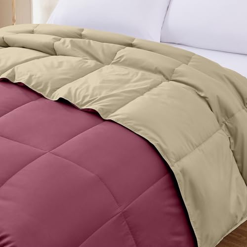 Image of Modern Threads Down Alternative Reversible Comforter Red /Beige California King
