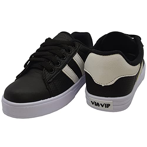 Tênis Masculino Infantil Street Casual Via Vip Preto Escolar Tamanho:29;Cor: Preto;Gênero:Unissex