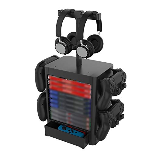 LXNQG Torre De Almacenamiento para Consola de Juegos, Desmontable Soporte de Almacenamiento de Juegos Torre, Juegos de La Torre de Soporte Vertical para Almacenamiento