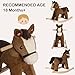 Rock My Baby Rocking Horse, Dark Brown Horse Rocker for Toddlers 18M+, Plush Ride on Horse Toy with Realistic Sound,Soft Stuffed Filling, CPC Certified