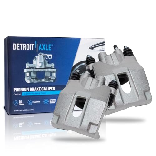 Image of Detroit Axle - Rear Brake Kit for Ford 2004-2011 F-150 | 2006-2008 Lincoln Mark LT, Drilled & Slotted Brake Rotors Brake Calipers w /Brackets Ceramic Brake Pads 2007 Replacement