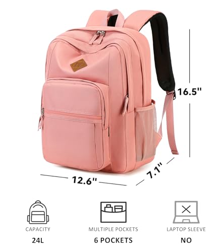 Image of abshoo Girls Solid Color Backpack For College Women Water Resistant School Bag (Peach Pink)
