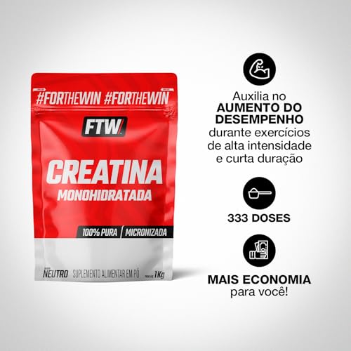 Creatina 100% Pura Monohidratada Mais Econônica 1Kg Refil - FTW