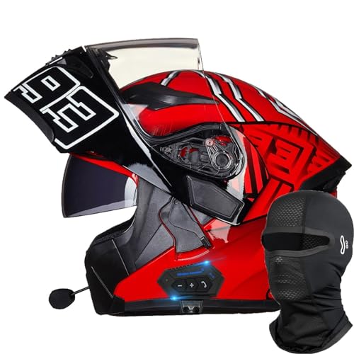 Casque de moto Bluetooth à double miroir antibuée modulable grand confort