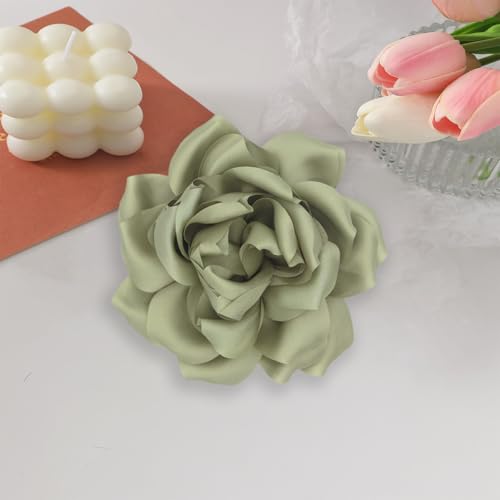Image of Flower Brooch Pins for Women 5.5in Lapel Pins Large Rose Floral Brooches Dainty Satin Fabric Brooches Rose Flower Hair Clips Wedding Party Dance Clothes Accessories Jewelry