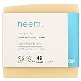 Neem Oil & Tea Tree Dog Shampoo Soap Bar for Fleas & Mites 80g – Natural Treatment & Insect Repellent | Soothes Itchy Skin | Hypoallergenic Dog Shampoo Suitable for Sensitive Skin | Organic & Vegan