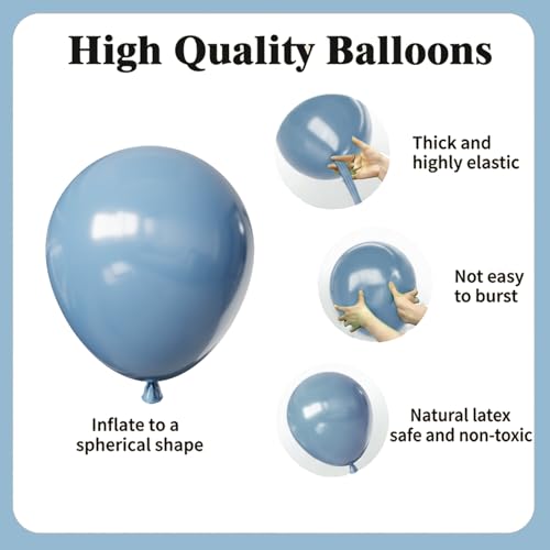 Image of Dusty Blue Balloons, 65Pcs Light Blue Balloons 12Inch Baby Blue and White Balloons for Baby Shower Gender Reveal Birthday Wedding Thick & Durable