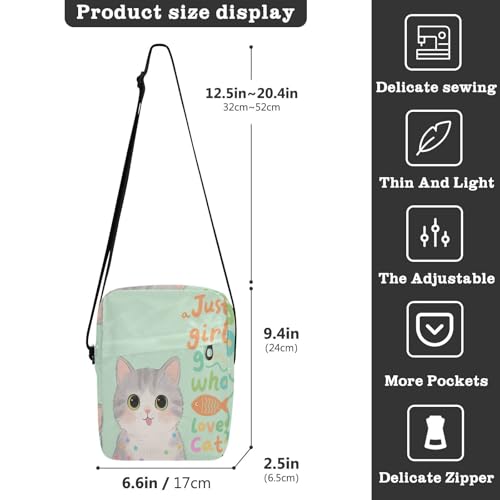 Just A Girl Who Loves Cat messenger bag crossbody mens crossbody Cross Over Purse Adjustable Strap for School Outdoor Daily3