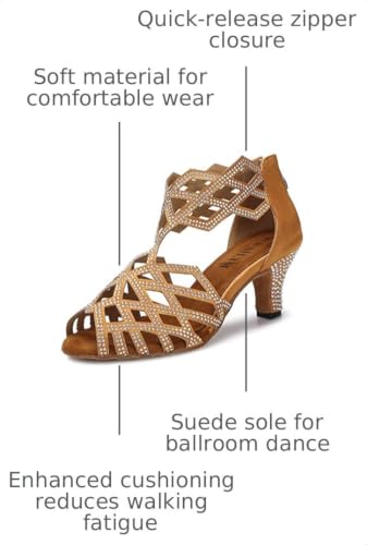 Image of Women's Ballroom Rhinestone Dance Shoes, Latin Salsa Bachata Practice Performance Dancer Shoes