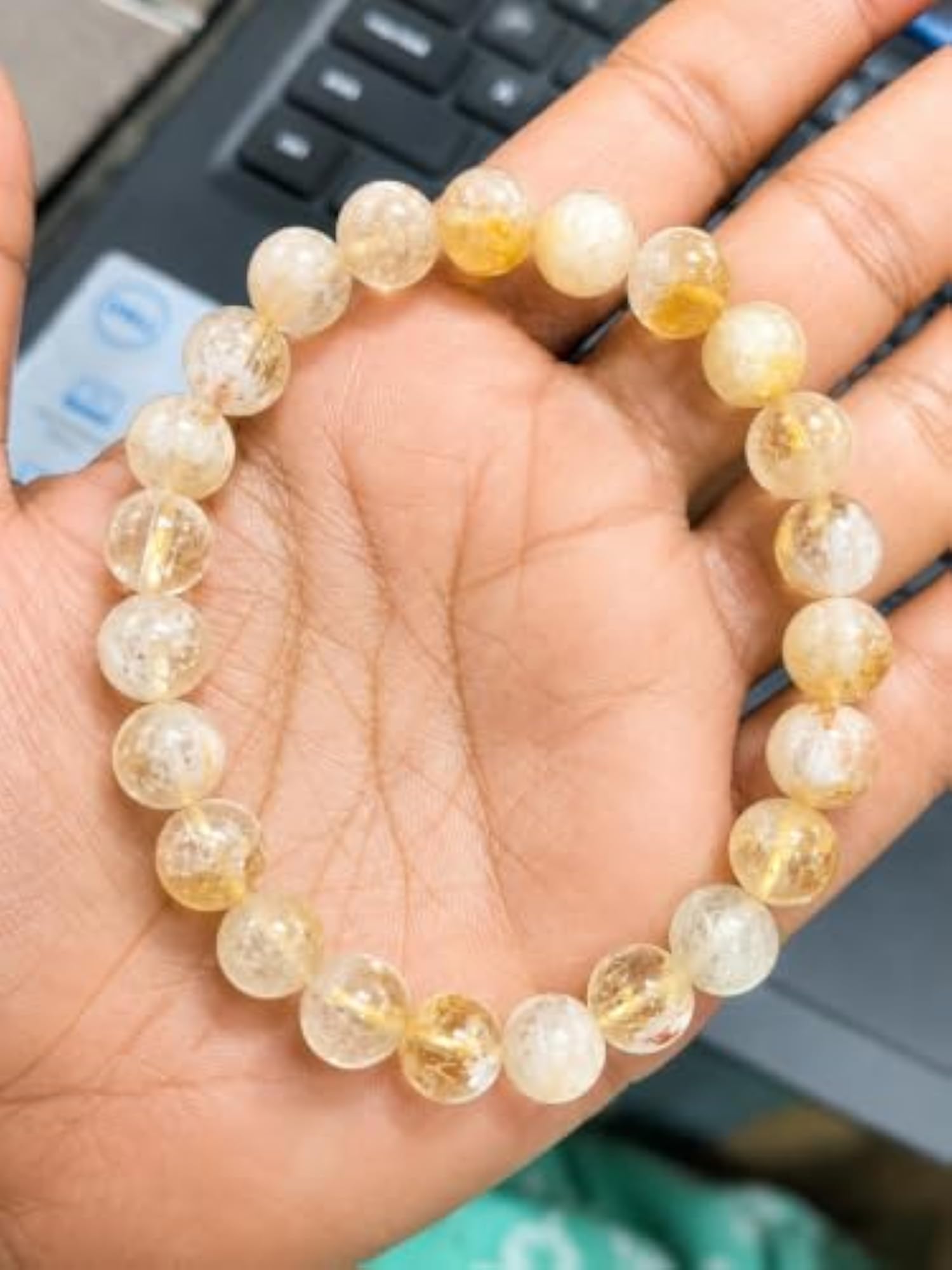 Natural Citrine 8mm Bracelet, Premium Yellow Gemstone