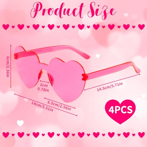 4PCS Heart Glasses for Women Men4